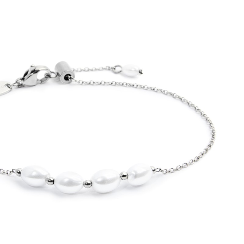 Bracciale catena cross con perle ovali
