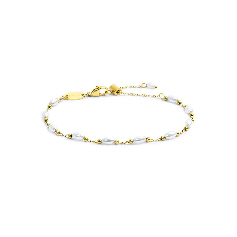 Bracciale catena con perle irregolari