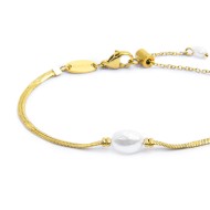 Bracciale catena snake con perla ovale centrale