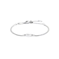 Bracciale catena snake con perla ovale centrale