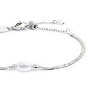 Bracciale catena snake con perla ovale centrale