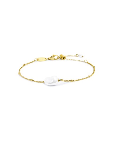 Bracciale catena grumetta con perla ovale centrale