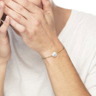 Bracciale catena grumetta con perla ovale centrale