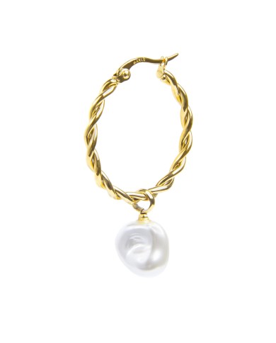 Orecchino a cerchio 2,7cm con perla pendente