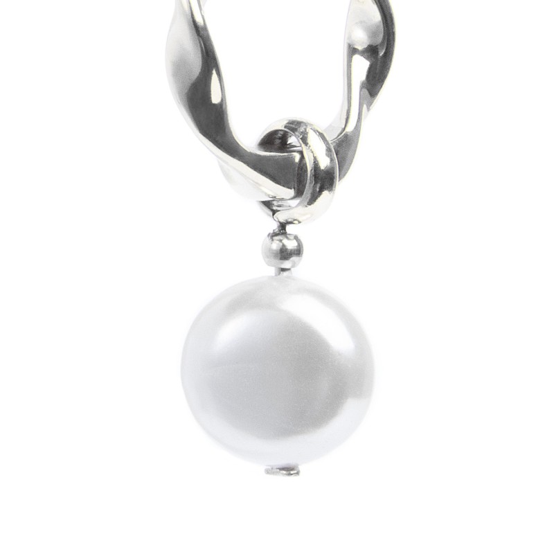 Orecchino a cerchio 1,4cm con perla pendente