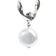 Orecchino a cerchio 1,4cm con perla pendente