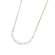 Collana catena cross con perle ovali centrali