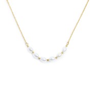 Collana catena cross con perle ovali centrali