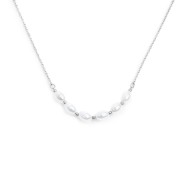 Collana catena cross con perle ovali centrali