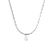 Collana catena snake con perla ovale pendente centrale