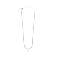 Collana catena snake con perla ovale pendente centrale