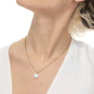 Collana catena grumetta con sfere e perla irregolare pendente