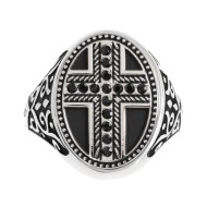 MAT S.STEEL OVAL PLATE WITH CROSS Mat s.steel oval plate 15,30*20 mm, 1,50 mm thickness, on the front side cross, on mat black o