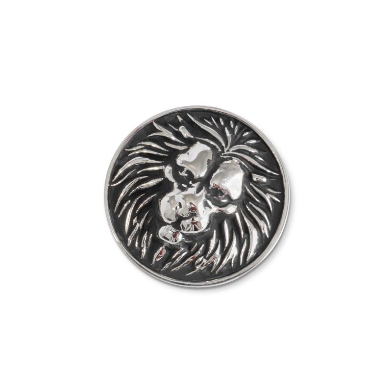 S.STEEL ROUND LION PLATE Polished s.steel round plate 16,20 mm diameter, 3,50 mm thickness. On the front side lion in relief by