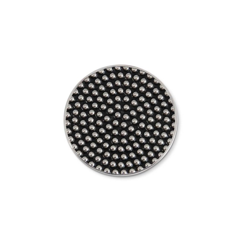 S.STEEL ROUND PLATE WITH DOTS TEXTURE Polished s.steel round plate 16,20 mm diameter, 1,50 mm thickness with mat black oil dots