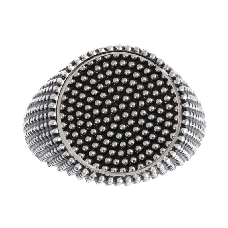 S.STEEL ROUND PLATE WITH DOTS TEXTURE Polished s.steel round plate 16,20 mm diameter, 1,50 mm thickness with mat black oil dots
