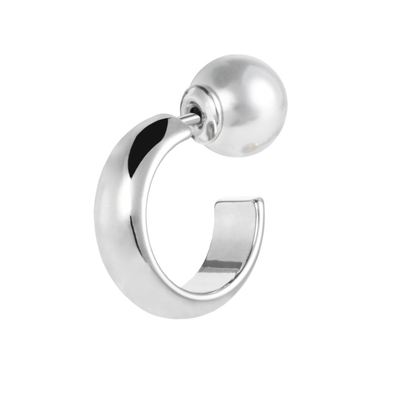Orecchino a lobo a cerchietto 1,5cm con chiusura perla