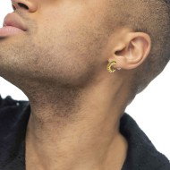 OR ACC MONO CERCHIO APERTO TRECCIA CON CHIUSURA PERLA