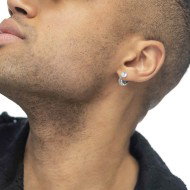 OR ACC MONO CERCHIO APERTO TRECCIA CON CHIUSURA PERLA