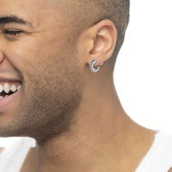 OR ACC MONO CERCHIO APERTO TRECCIA CON CHIUSURA PERLA