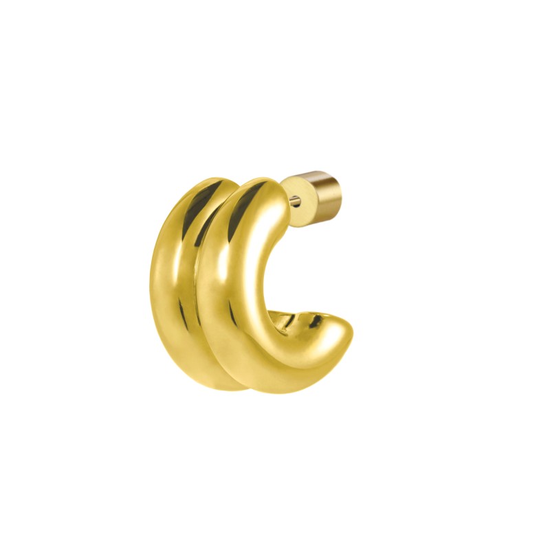 Orecchino a lobo a cerchietto doppio 1,5cm con chiusura perla