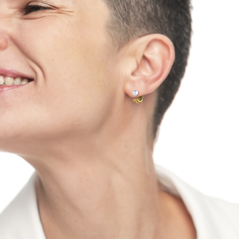 Orecchino a lobo a cerchietto doppio 1,5cm con chiusura perla