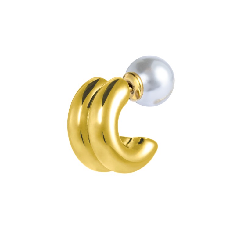 Orecchino a lobo a cerchietto doppio 1,5cm con chiusura perla
