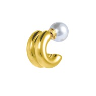 Orecchino a lobo a cerchietto doppio 1,5cm con chiusura perla