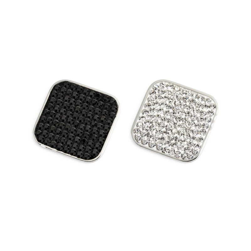 Anello changy quadrato con piastrina cristalli neri