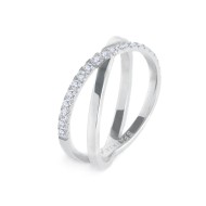 Anello incrociato con zirconi bianchi