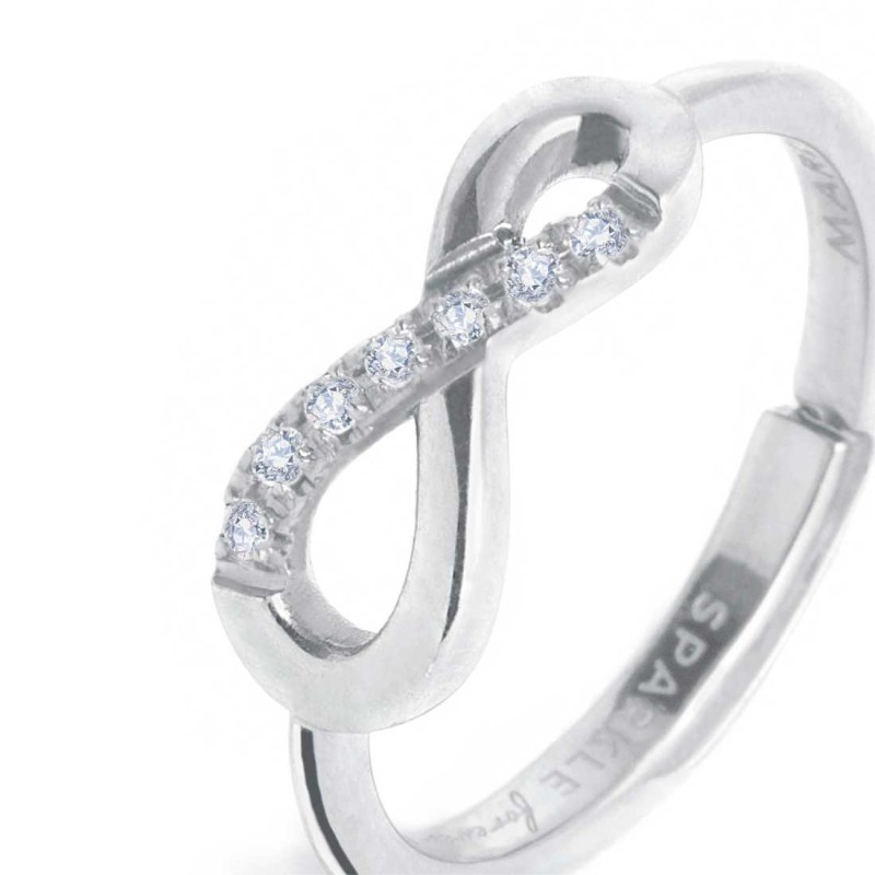 Anello infinito con zirconi bianchi