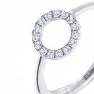 Anello cerchio con zirconi bianchi