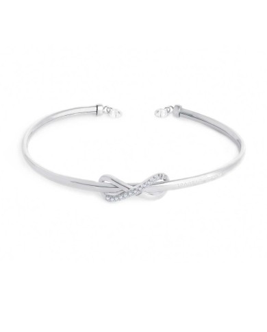 Bracciale rigido infinito con zirconi bianchi