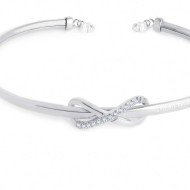 S.STEEL BR BANGLE WITH INFINITY AND CZ STONE Tenfort s.steel bracelet size 61 mm (major axis)* 50 mm (minor axis), 2 mm thicknes