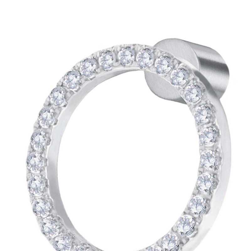 S.S. SINGLE EARRING ROUND ELEMENT 14,30MM S.steel single earring by CNC with round element 14,30 mm diameter with round white cz
