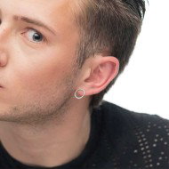 S.S. SINGLE EARRING ROUND ELEMENT 14,30MM S.steel single earring by CNC with round element 14,30 mm diameter with round white cz