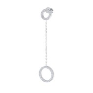 S.S EARRING WITH TWO ROUND ELEMENTS S.steel single earring on the top round element 8,50 mm diameter with round white cz stone 1