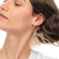 S.S EARRING WITH TWO ROUND ELEMENTS S.steel single earring on the top round element 8,50 mm diameter with round white cz stone 1