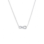 S.STEEL NECKLACE WITH INFINITY WITH CZ STONE S.steel necklace with cutting cross chain, 1 mm width, 0,26 mm thickness. On the ce