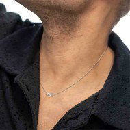 S.STEEL NECKLACE WITH INFINITY WITH CZ STONE S.steel necklace with cutting cross chain, 1 mm width, 0,26 mm thickness. On the ce