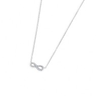 S.STEEL NECKLACE WITH INFINITY WITH CZ STONE S.steel necklace with cutting cross chain, 1 mm width, 0,26 mm thickness. On the ce