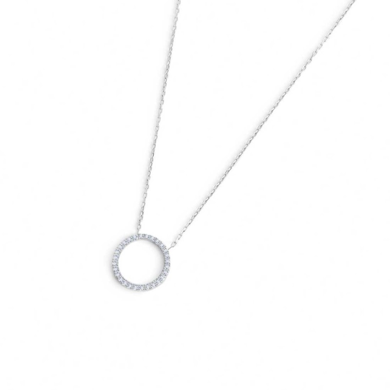 S.STEEL NECKLACE WITH ROUND ELEMENT D14,30MM S.steel necklace with cutting cross chain, 1 mm width, 0,26 mm thickness. On the ce