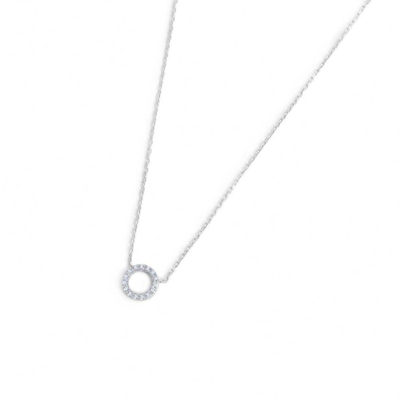 Collana cerchio 0,8cm con zirconi bianchi