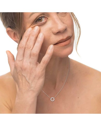 Collana cerchio 0,8cm con zirconi bianchi