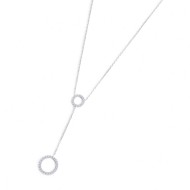S.STEEL Y NECKLACE WITH TWO ROUND ELEMENTS S.steel Y necklace with cutting cross chain, 1 mm width, 0,26 mm thickness. On the ce
