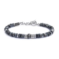 Bracciale catena dischetti in pietra e acciaio