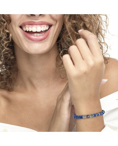 Bracciale catena dischetti in pietra e acciaio