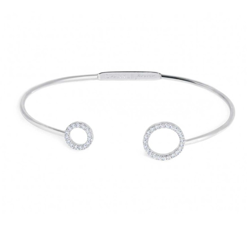 Bracciale rigido cerchi con zirconi bianchi