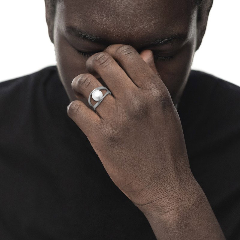 Anelli a doppia fascia con perla