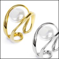 Anelli a doppia fascia con perla